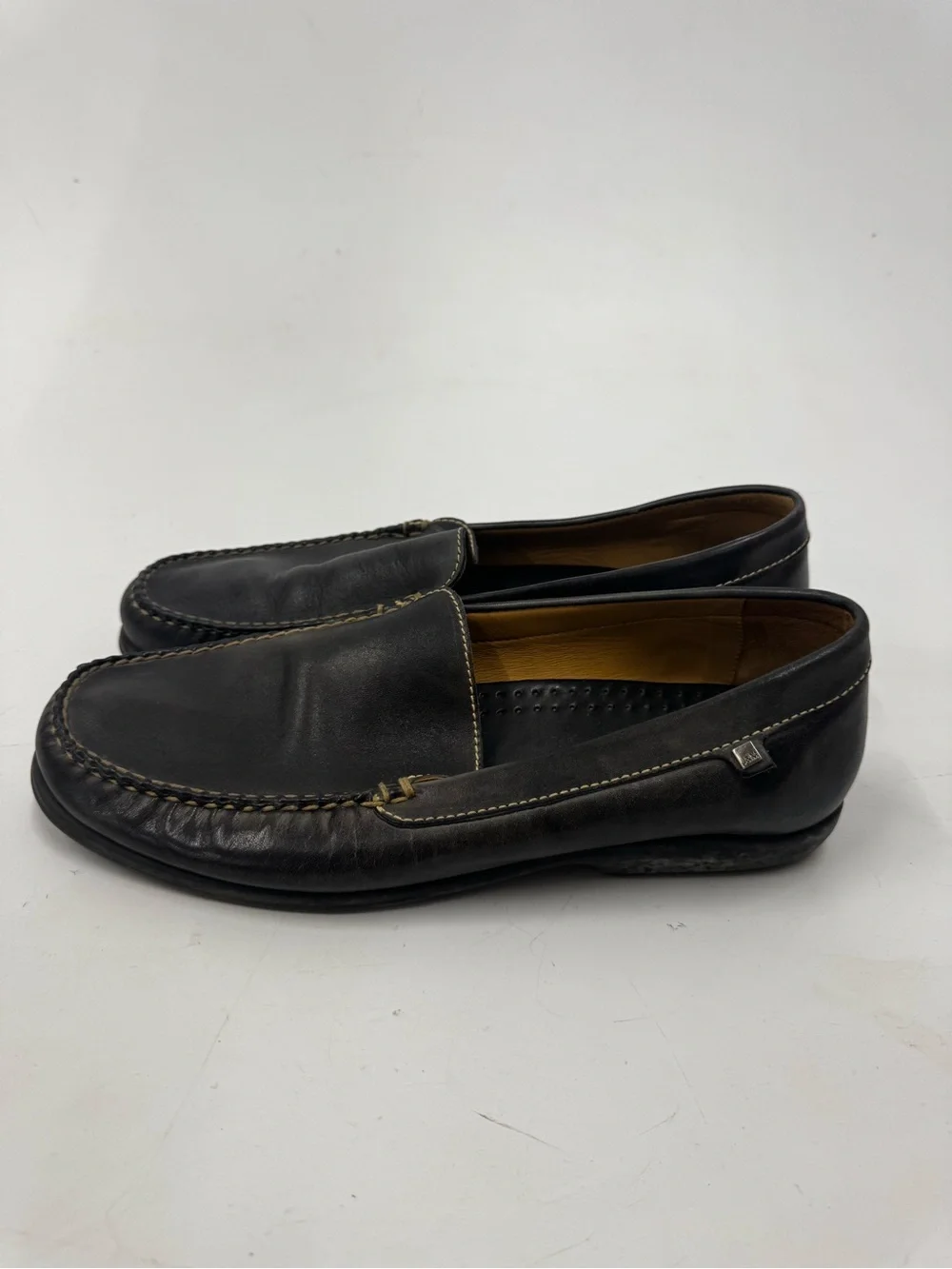Johnston & Murphy Men's Black Leather Slip-On Driving Loafers Size 12